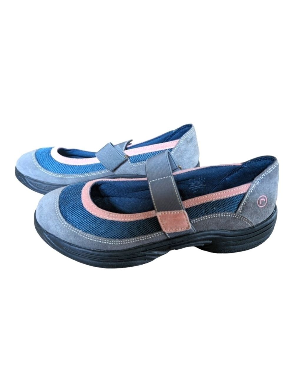 Rockport Mary Jane Walkers Gray-Blue-Pink Leather/Mesh Size 6 EUC Comfort